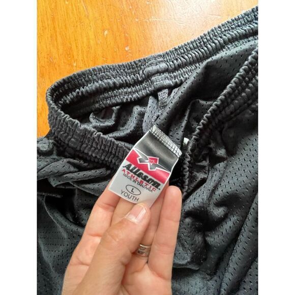 Alleson black netted athletic shorts boys L - Picture 2 of 3